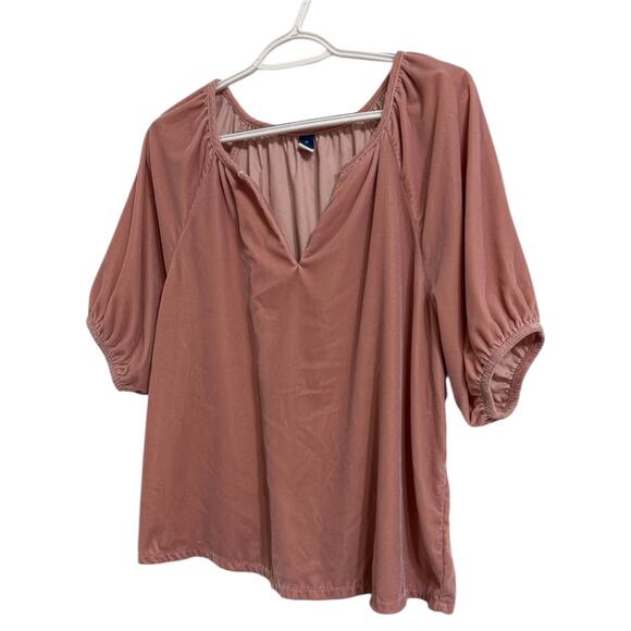 Suede/Velvet Pink Flowy Fairy Whimsical Top Shirt V-Neck Y2K Style Preppy Chic M - Picture 2 of 7